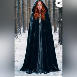 Velvet Green Hooded Cape